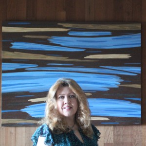 Susan in Front of Chaotic Bliss 72 DPI, 900 Pixels Wide